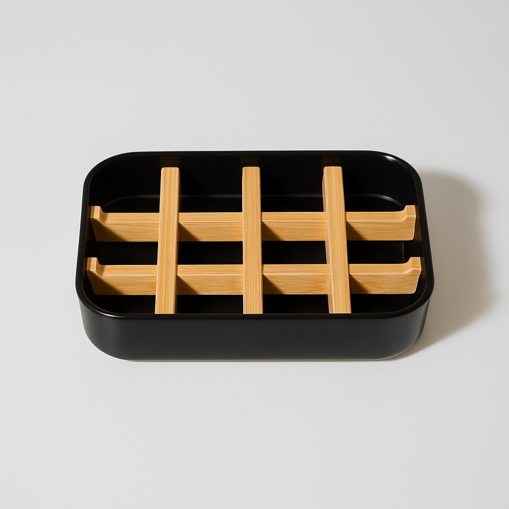 Eco-friendly Bamboo Self-Draining Soap Dish